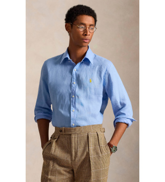Polo Ralph Lauren för män. 710966294509 Linne skjorta med passform blå (XL), Casual, Lino, Lång ärm