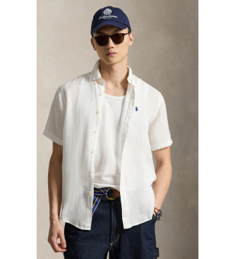Polo Ralph Lauren för män. 710968912500 Linne skjorta Fit vit (XL), Casual, Lino, Kort ärm