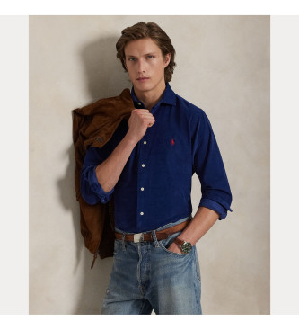 Polo Ralph Lauren para hombre. 710P00518005 Camisa de pana Custom Fit azul (S), Casual, Algodón, Manga larga