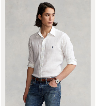 Polo Ralph Laurenvoor mannen. 710794141005 Wit linnen hemd (XL), Casual, Vlas, Lange mouwen