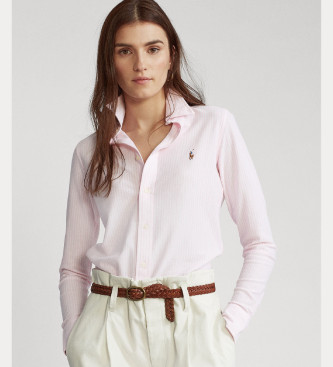 Polo Ralph Lauren Para Mujer. 211664416001 Camisa Oxford De Punto Con Rayas Rosa (Xl), Casual, AlgodóN, Manga Larga-image