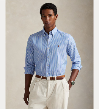 Polo Ralph Lauren para hombre. 710886462004 Camisa oxford elástica Custom Fit azul (L), Casual, Algodón, Manga larga
