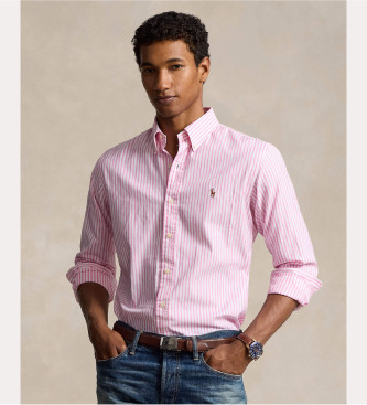 Polo Ralph Lauren para hombre. 710886462005 Camisa oxford elástica Custom Fit rosa (M), Casual, Algodón, Clásico, Manga larga