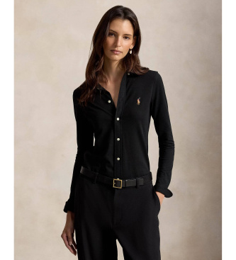 Polo Ralph Lauren para mujer. 211664427010 Camisa oxford Slim Fit punto de algodón negro (XS), Casual, Manga larga
