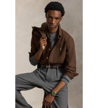 Polo Ralph Lauren Camisa oxford teñida Custom Fit marrón