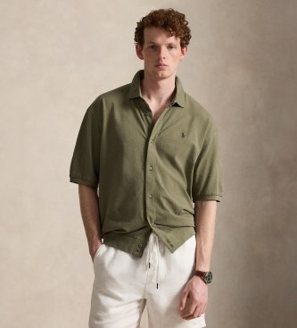 Polo Ralph Lauren para hombre. 710B18514001 Camisa Relaxed de algodón verde (S), Casual, Manga larga