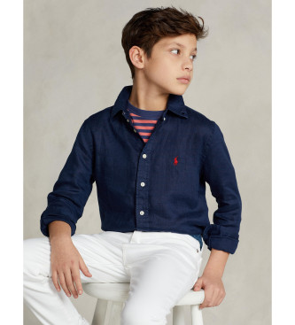 Polo Ralph Lauren para niño. 323967600004 Camisa de lino marino (8años=136/138cm), Casual, Algodón, Clásico, Manga larga, moda infantil