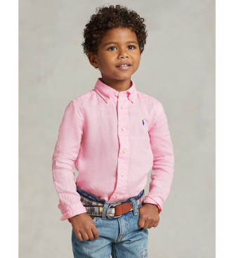 Polo Ralph Lauren para niño. 323967600002 Camisa de lino rosa (10/12años=140/149cm), Casual, Algodón, Clásico, Manga larga, moda infantil