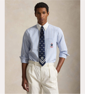 Polo Ralph Lauren för män. 710B16055001 Wimbledon Striped Oxford skjorta blå (XL), Casual, Lång ärm, Lyocell
