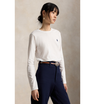 Polo Ralph Lauren para mujer. 211B14604006 Camiseta Classic Fit de punto de algodón blanco (XS), Casual, Manga larga