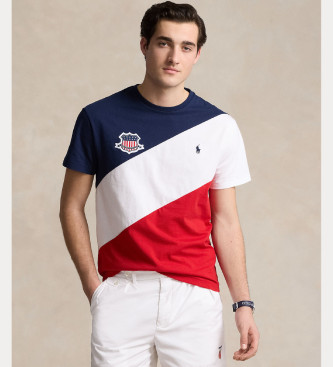 Polo Ralph Lauren Para Hombre. 710944673001 Camiseta Classic Fit Usa Azul, Blanco, Rojo (M), Casual, AlgodóN, Manga Corta-image