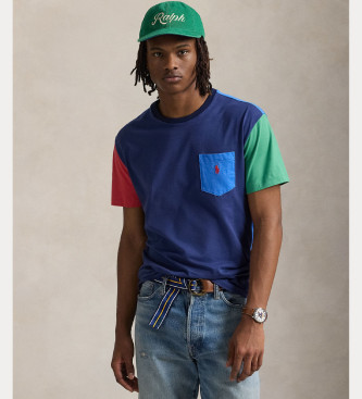 Polo Ralph Laurenvoor mannen. 710852665008 T-shirt met zak en klassieke navy pasvorm (M), Casual, Katoen, Korte mouwen, Marineblauw