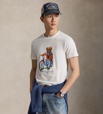 Polo Ralph Lauren Per Uomo. 710B16612002 T-Shirt Personalizzata Slim Fit Con Polo Bear Bianco (S), Casual, Cotone, Manica Corta