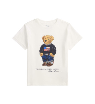 Polo Ralph Lauren Menino Branco Para 322P00508001 T-Shirt De Algodão Com Urso Camisola Pólo (4Años= 109/116Cm), Casual, Manga Curta, Moda