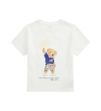 Polo Ralph Lauren para niño. 322979103002 Camiseta de algodón con Polo Bear blanco (5años=109/116cm), Casual, Manga corta, moda infantil