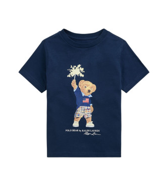 Polo Ralph Lauren para niño. 322979103001 Camiseta de algodón con Polo Bear marino (5años=109/116cm), Casual, Manga corta, moda infantil