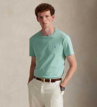 Polo Ralph Lauren Per Uomo. 710671438507 T-Shirt Personalizzata Slim Fit In Maglia Verde (Xl), Casual, Cotone, Manica Corta