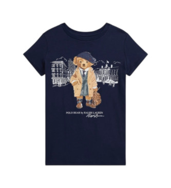 Polo Ralph Lauren para niña. 313979033001 Camiseta de punto jersey con Polo Bear marino (M), Casual, Algodón, Manga corta, moda infantil