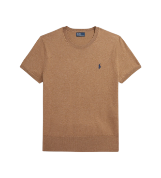 Polo Ralph Lauren para mujer. 211971872007 Camiseta Sleeve marrón (L), Casual, Algodón, Manga corta