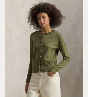 Polo Ralph Lauren para mujer. 211971871501 Cárdigan Long verde (L), Casual, Algodón