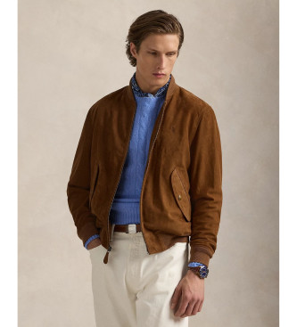 Polo Ralph Lauren para hombre. 710963338001 Cazadora bomber de ante marrón (M), Casual, Piel
