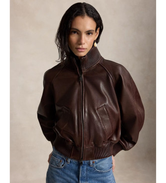 Polo Ralph Lauren para mujer. 211A93148001 Chaqueta de aviador de piel marrón (M), Casual