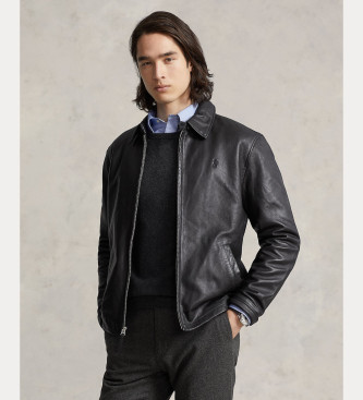 Polo Ralph Lauren para hombre. 710671431001 Chaqueta de Piel Lisa negro (L), Casual, Manga larga