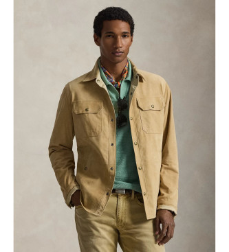 Polo Ralph Lauren para hombre. 710955766001 Chaqueta reversible de tafetán y ante marrón (M), Casual, Piel