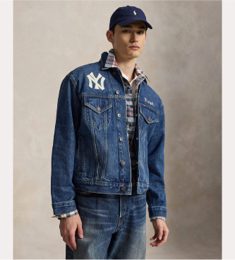 Para hombre. 710B14470001 Chaqueta trucker de los Yankees de Polo (L), Casual, Algodón, Denim