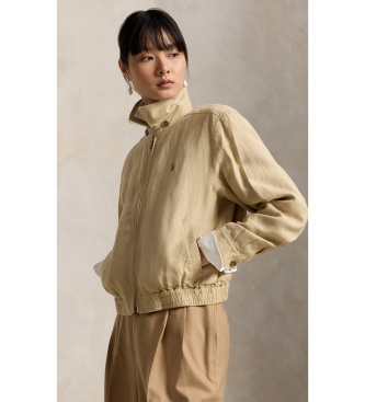 Polo Ralph Lauren för kvinnor. 211938915008 Windbreakerjacka i beige linne (XS), Casual, Lino
