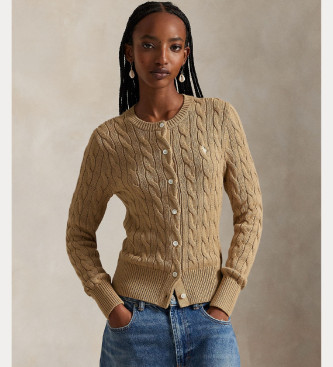 Polo Ralph Lauren para mujer. 211971868502 Cárdigan de algodón en punto de ochos beige (XL), Casual