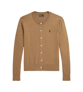Polo Ralph Lauren para mujer. 211971871007 Cárdigan de cuello redondo marrón (M), Casual, Algodón