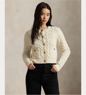 Polo Ralph Lauren para mujer. 211978312500 Cárdigan de lana trenzada y cachemira beige (L), Casual