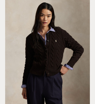 Polo Ralph Lauren para mujer. 211972104007 Cárdigan nudos marrón chocolate (XS), Casual, Lana