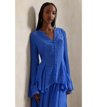 Para mujer. 211A96168001 Top arrugado con botonadura completa (34), Casual, Manga larga, Lyocell