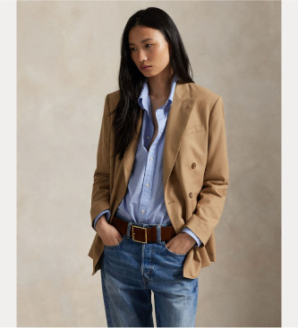 Polo Ralph Lauren para mujer. 211977096001 Americana cruzado de lana marrón (36), Casual