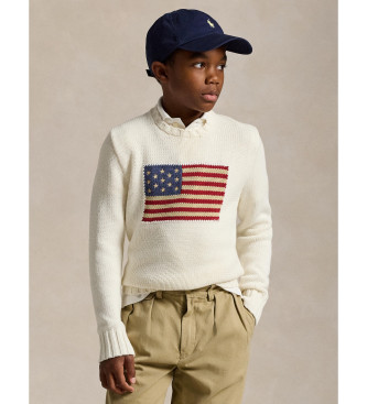 Polo Ralph Lauren para niño. 323668285006 Jersey bandera blanco (8años=136/138cm), Casual, Algodón, moda infantil