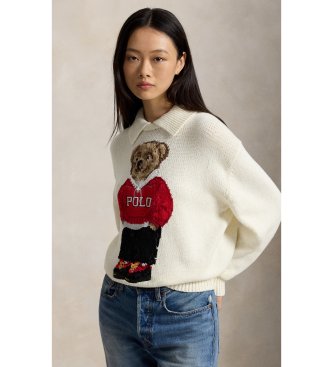 Polo Ralph Lauren Jersey de lino y algodón con Polo Bear blanco