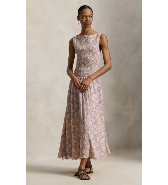 Polo Ralph Lauren för kvinnor. 211A96345001 Lila klänning med volanger och blommor (XS), Casual, Viskos, Ärmlös / Hängselbyxor