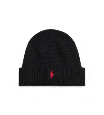 Polo Ralph Lauren para hombre. 710886137001 Gorro Merino negro (OSFA), Casual, Lana