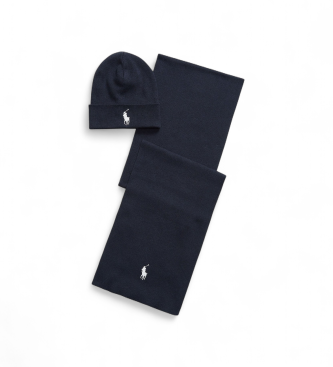 Polo Ralph Lauren para hombre. 710953262003 Gorro y bufanda de algodón acanalado marino (OSFA), Casual