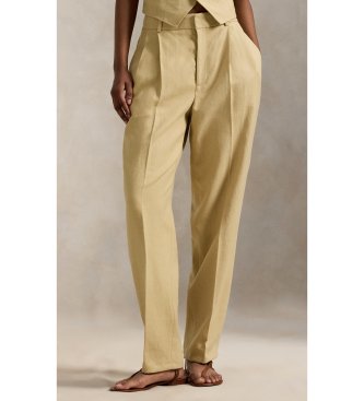 Polo Ralph Lauren för kvinnor. 211A96337001 Byxor i hampa med beigea insvängda byxor och insvängda byxor (44), Casual, Bomull