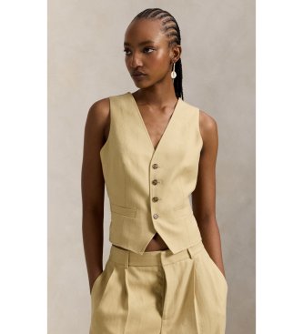 Polo Ralph Lauren för kvinnor. 211A96195001 Beige väst i hampa (44), Casual, Lino, Klassisk