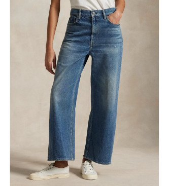 Polo Ralph Lauren para mujer. 211969377001 Jeans de pernera ancha y tiro alto azul (26/32), Casual, Algodón, Denim