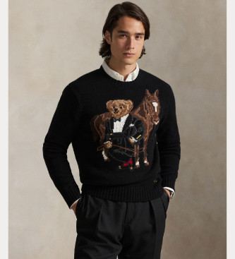 Polo Ralph Lauren para hombre. 710P08085001 Jersey Bear negro (L), Casual, Lana