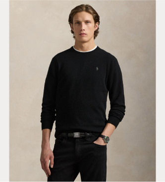 Polo Ralph Lauren para hombre. 710974148003 Jersey cuello redondo negro (L), Casual, Algodón