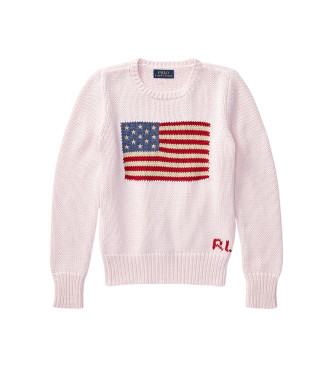 Polo Ralph Lauren para niña. 313668609003 Jersey de algodón con bandera rosa (S), Casual, moda infantil