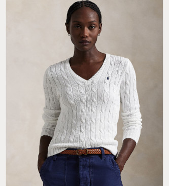 Polo Ralph Lauren para mujer. 211971870003 Jersey de algodón en punto de ochos blanco (S), Casual