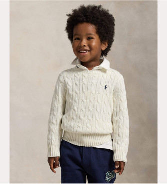 Polo Ralph Lauren para niño. 322702674024 Jersey de algodón en punto de ochos blanco (5años=109/116cm), Casual, moda infantil