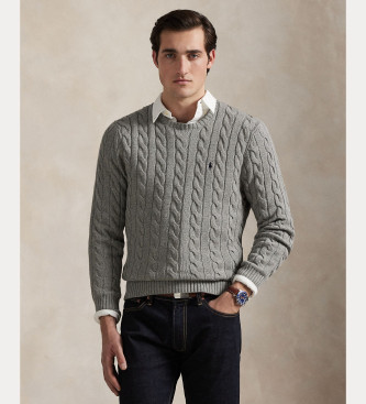 Polo Ralph Lauren para hombre. 710775885013 Jersey de algodón en punto de ochos gris (M), Casual